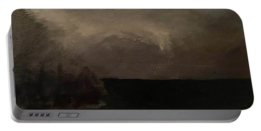 Painting Portable Battery Charger featuring the painting Cold Fog and Sea by Esperanza Creeger