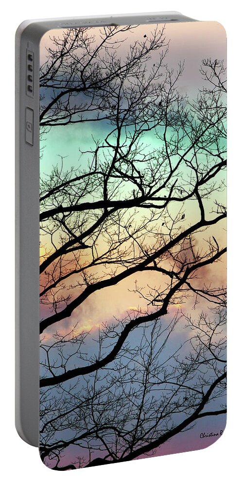 Abstract Tree Portable Battery Charger featuring the mixed media Cold Hearted Bliss by Christina Rollo