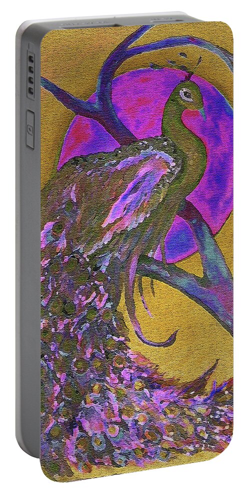Pink And Blue Moon Portable Battery Charger featuring the painting Color Of Pink by Virginia Bond
