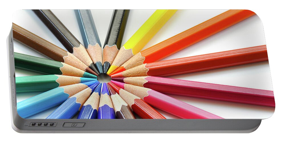 Pencil Portable Battery Charger featuring the photograph Color pencils by Dutourdumonde Photography