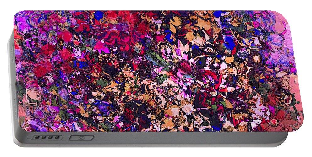 Abstract Portable Battery Charger featuring the mixed media Color Splendor by Natalie Holland