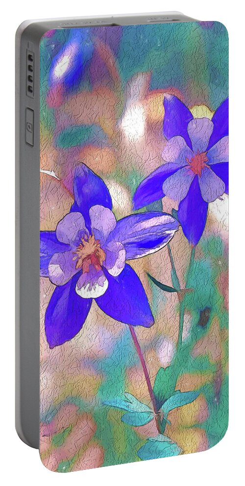 Columbines Portable Battery Charger featuring the digital art Colorado State Flower 2 by OLena Art by Lena Owens - Vibrant DESIGN