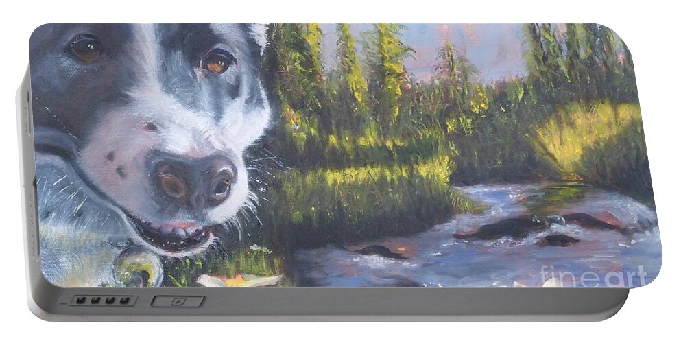 Colorado Portable Battery Charger featuring the painting Colorado Trail Buddy by Susan A Becker