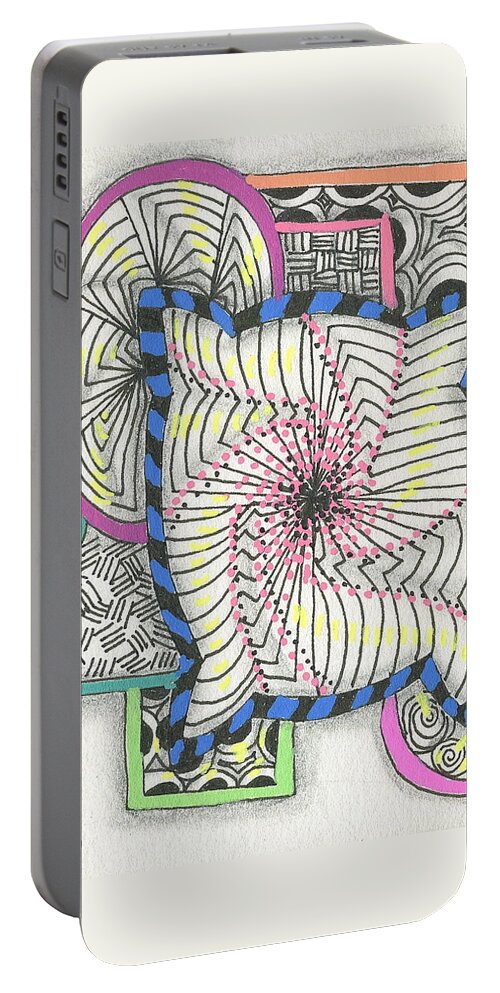 Color Portable Battery Charger featuring the drawing Colored Frames by Jan Steinle