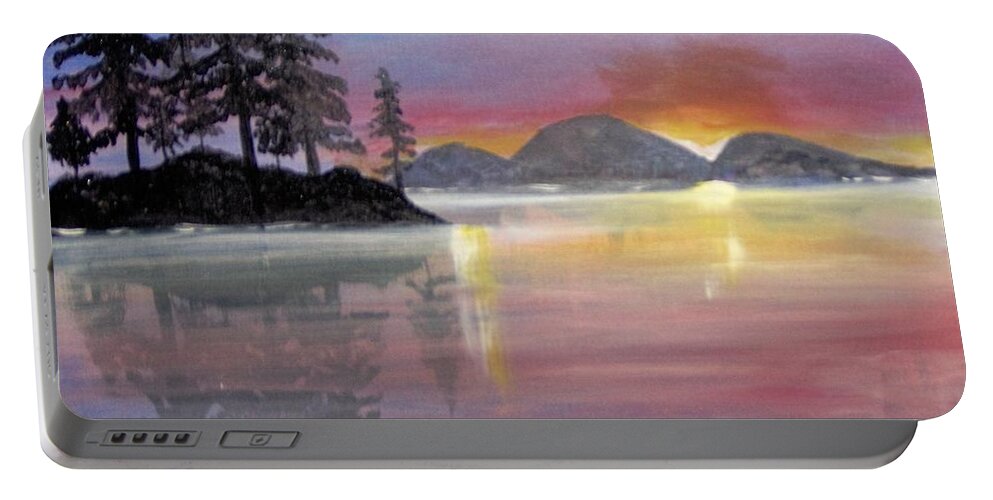 Color Portable Battery Charger featuring the painting Colored Lake by Saundra Johnson