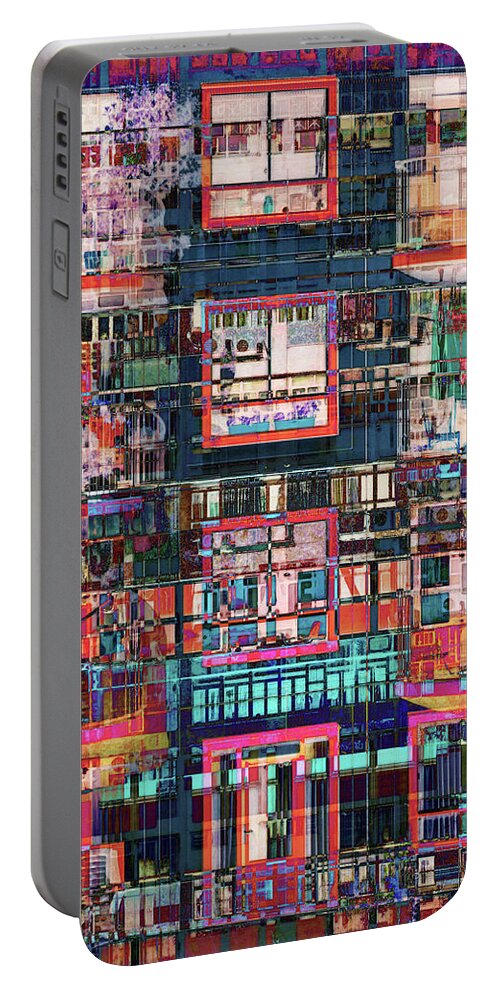Collage Portable Battery Charger featuring the photograph Colorful Buildings Collage by Phil Perkins