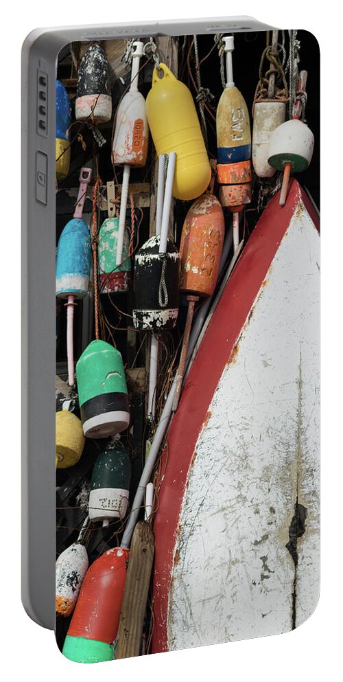 Cape Porpoise Portable Battery Charger featuring the photograph Colorful Buoys at Cape Porpoise by Kristen Wilkinson