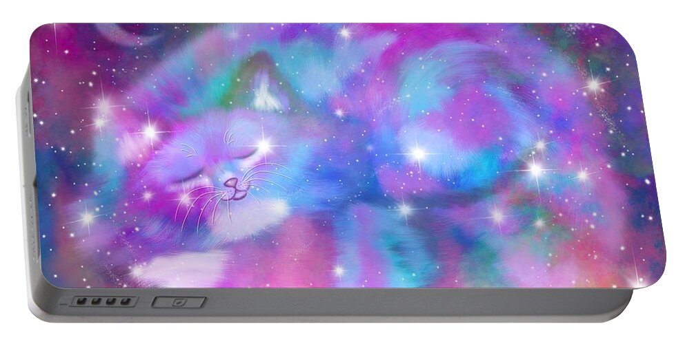 Colorful Cat Portable Battery Charger featuring the painting Colorful Dreams Cat by Nick Gustafson