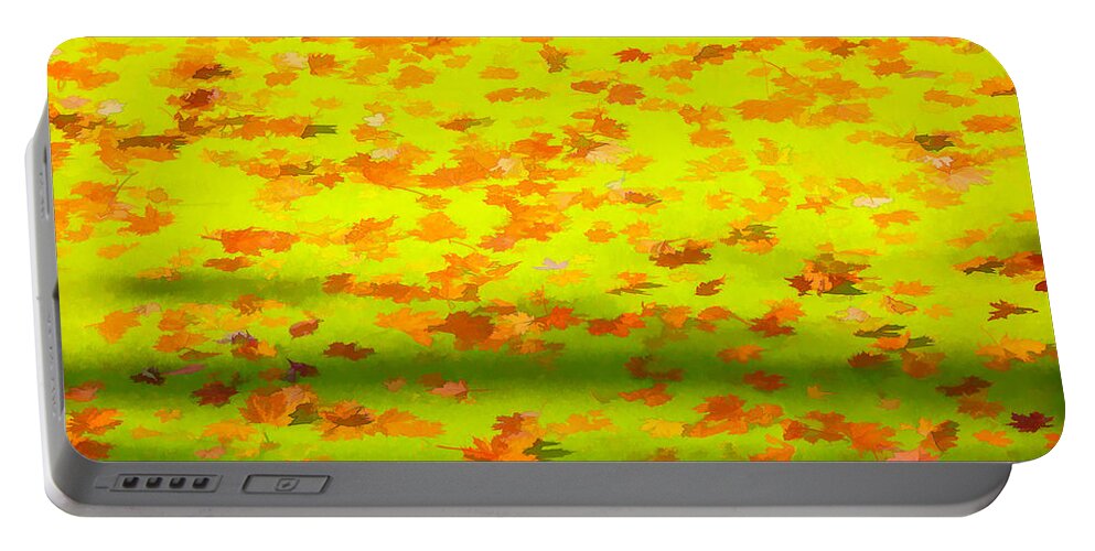 David Letts Portable Battery Charger featuring the painting Colorful Leaves on Canal by David Letts