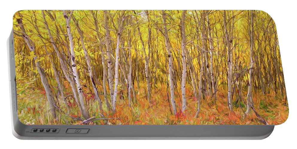 Painting Portable Battery Charger featuring the photograph Colorful Nature Forest Countryside by James BO Insogna