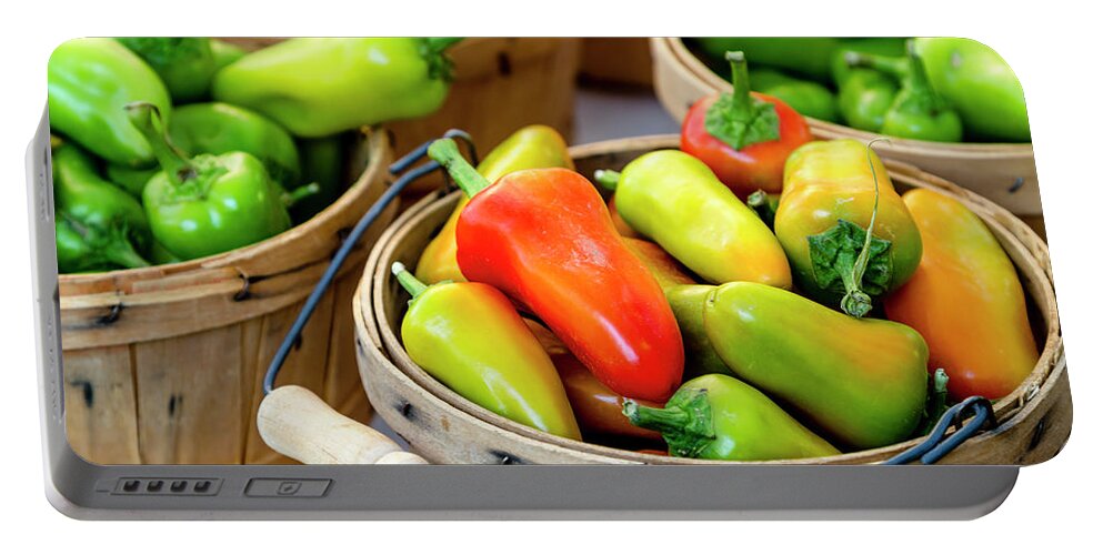 Baskets Portable Battery Charger featuring the photograph Colorful Peppers by Teri Virbickis