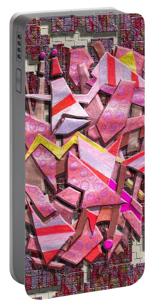 Abstract Portable Battery Charger featuring the digital art Colorful Scrap Metal by Mark Sellers