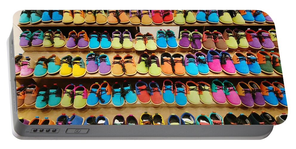 Shoes Portable Battery Charger featuring the photograph Colorful Shoes by Shunsuke Kanamori