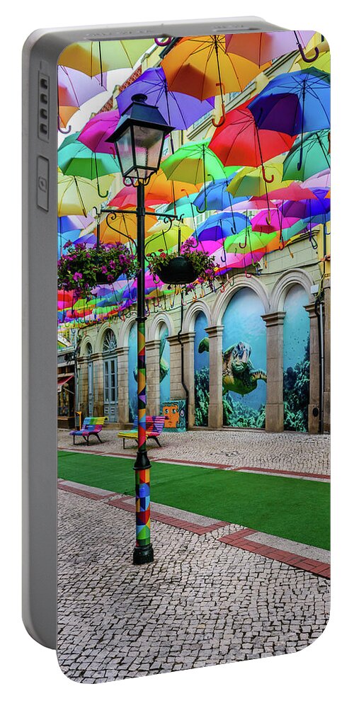 Umbrella Sky Portable Battery Charger featuring the photograph Colorful Street by Marco Oliveira