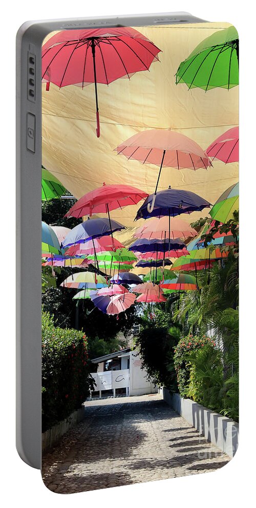 Umbrellas Portable Battery Charger featuring the photograph Colorful Umbrellas by Teresa Zieba