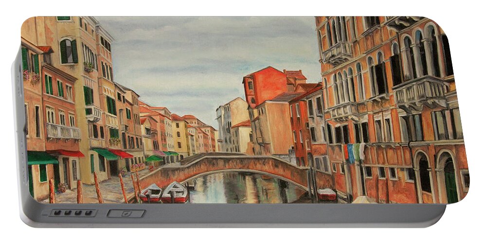 Venice Painting Portable Battery Charger featuring the painting Colorful Venice by Charlotte Blanchard