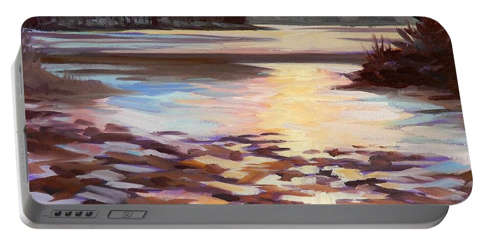 Trees Portable Battery Charger featuring the painting Colors of a March Morning by K M Pawelec