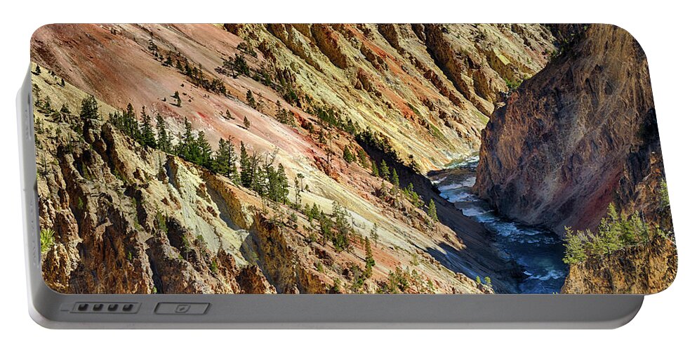 Wyoming Portable Battery Charger featuring the photograph Colors of Yellowstone Canyon by Shirley Mitchell