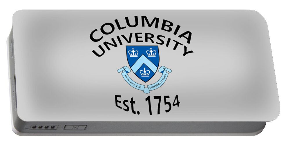 Columbia University Portable Battery Charger featuring the digital art Columbia University Est 1754 by Movie Poster Prints