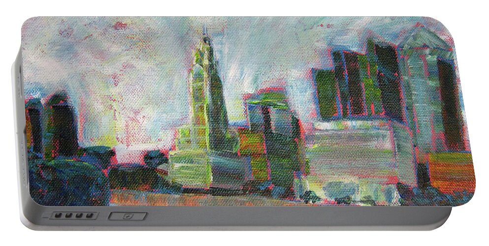River Portable Battery Charger featuring the painting Columbus Ohio by Robie Benve