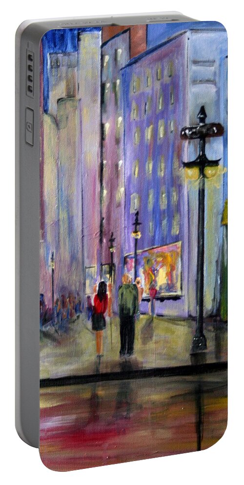Cityscene Portable Battery Charger featuring the painting Come Away With Me by Julie Lueders 