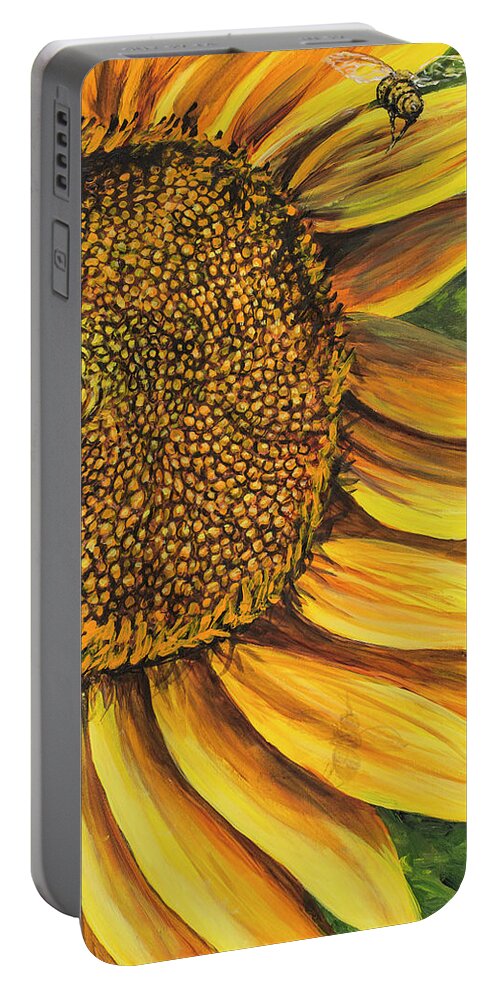 Flower Portable Battery Charger featuring the painting Coming In For A Landing by Darice Machel McGuire
