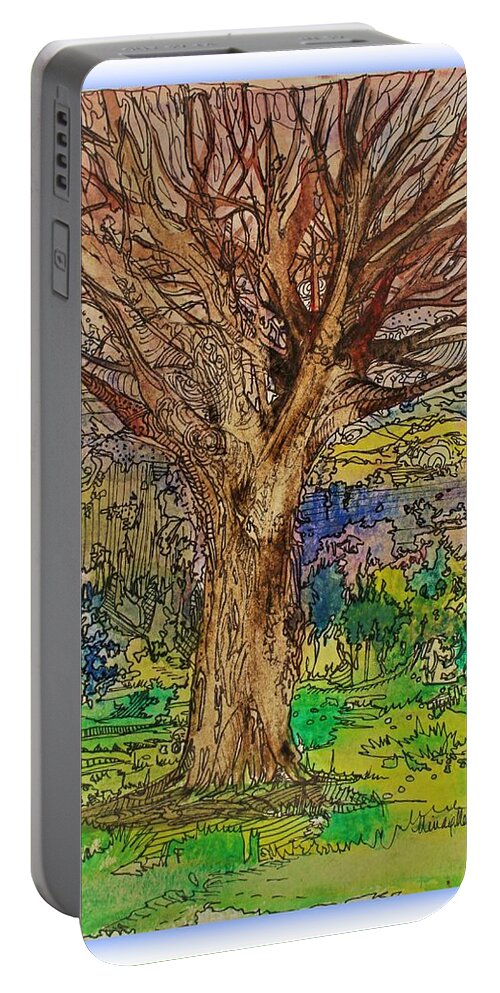 Tree Portable Battery Charger featuring the painting Coming Spring by Mindy Newman