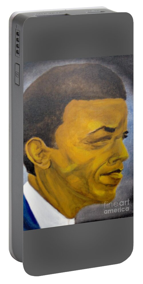 Obama Portable Battery Charger featuring the painting Commander by Saundra Johnson