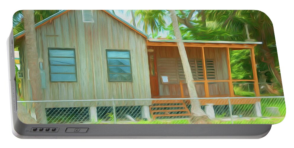 Conch Key Portable Battery Charger featuring the photograph Conch Key Orange Porch Home by Ginger Wakem