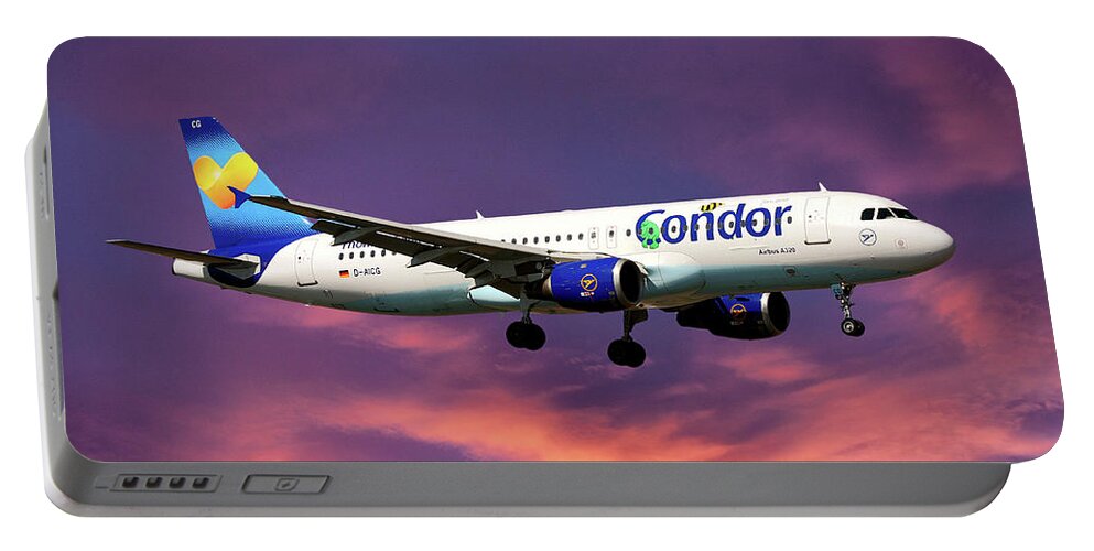 Condor Portable Battery Charger featuring the photograph Condor Airbus A320-212 by Smart Aviation