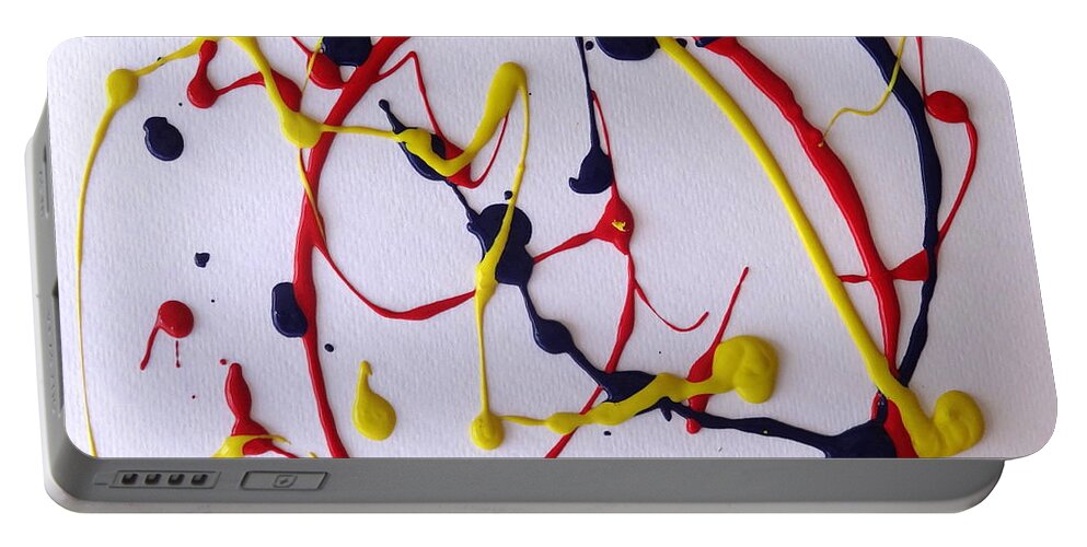 Contemporary Portable Battery Charger featuring the painting Confetti #1 by Fred Wilson
