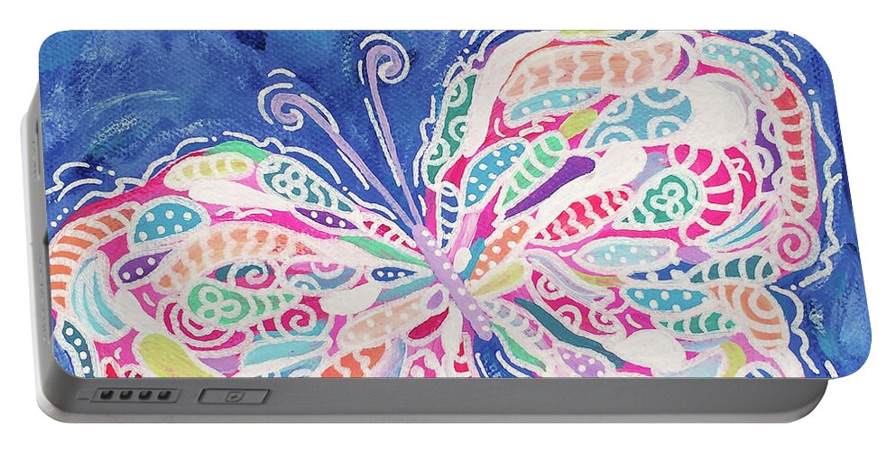 Butterfly Portable Battery Charger featuring the painting Confetti by Beth Ann Scott