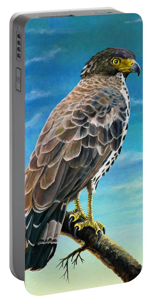 Kenyan Portable Battery Charger featuring the painting Congo Serpent Eagle by Anthony Mwangi