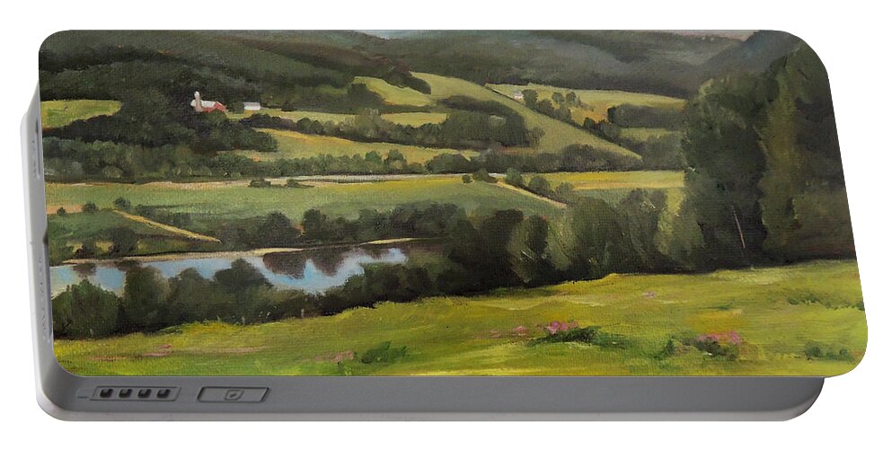 Connecticut River Valley Portable Battery Charger featuring the painting Connecticut River Valley View by Nancy Griswold