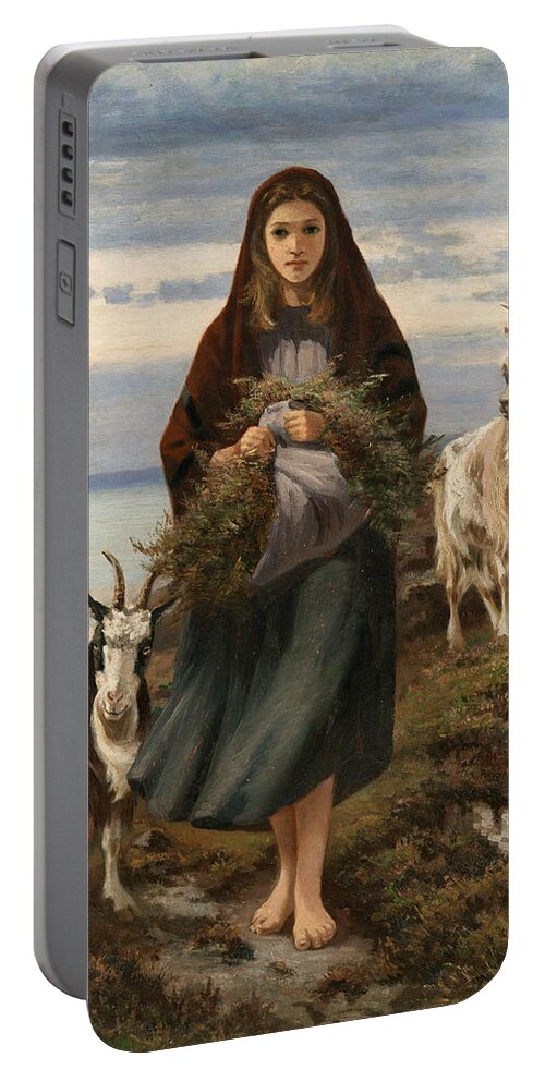 Irish Art Portable Battery Charger featuring the painting Connemara Girl by Augustus Nicholas Burke