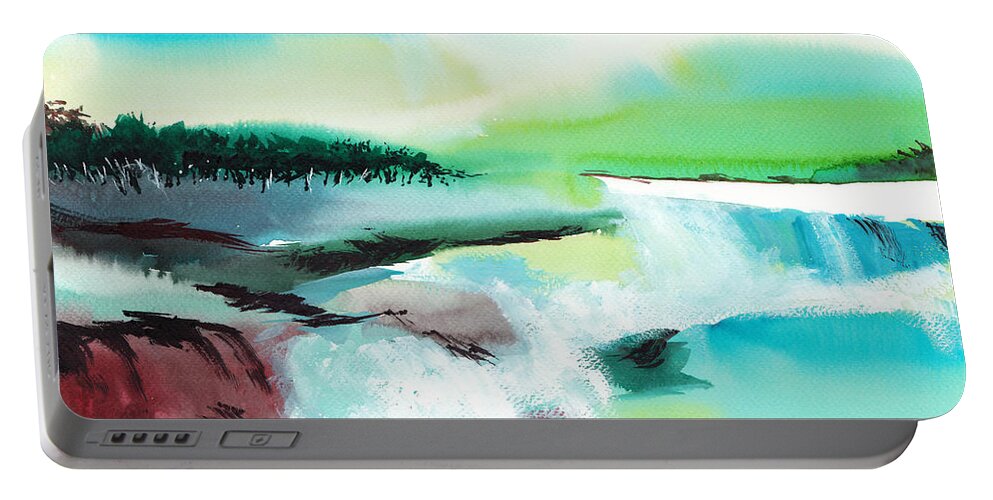 Nature Portable Battery Charger featuring the painting Constructing Reality 1 by Anil Nene