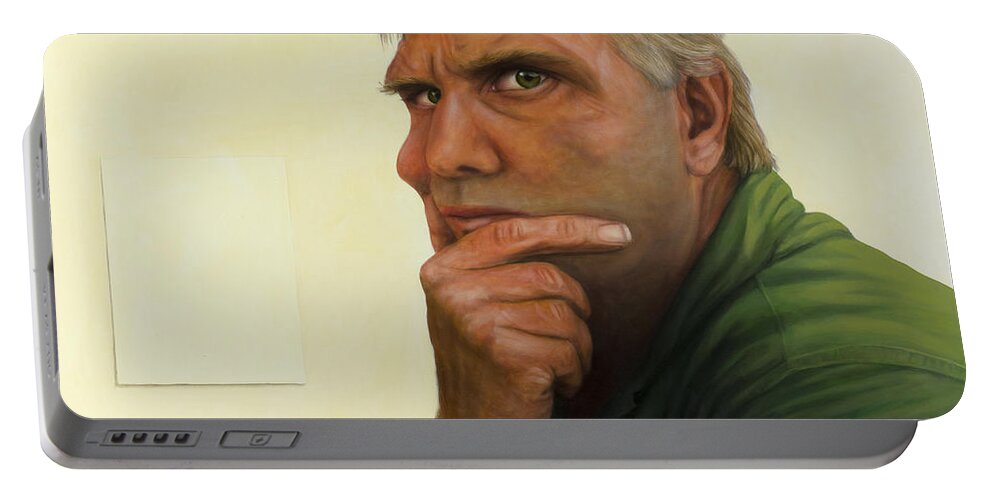 Contemplation Portable Battery Charger featuring the painting Contemplating the blank page by James W Johnson