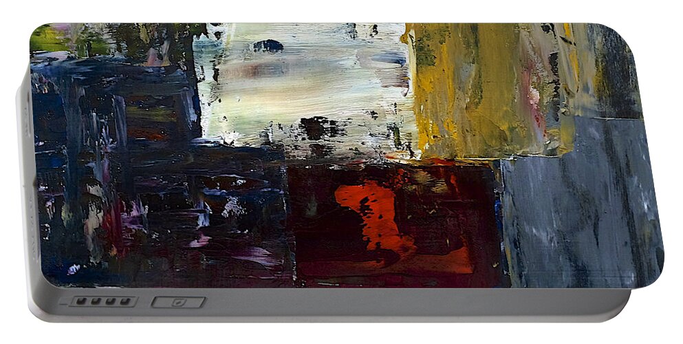 Abstract Portable Battery Charger featuring the painting Contemplation by Dick Bourgault