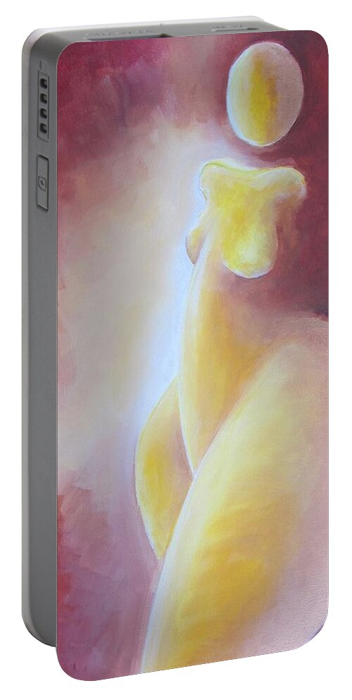 Warm Portable Battery Charger featuring the painting Content Glow by Jennifer Hannigan-Green