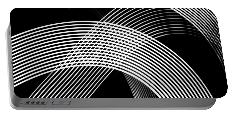 Lightpainting White Back Lines Led Abstract Bruce Pritchett Photography Portable Battery Charger featuring the photograph Converge by Bruce Pritchett