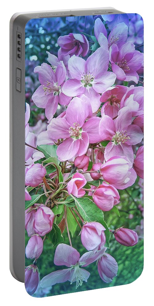 Tree Portable Battery Charger featuring the photograph Cool Blue Crab Apple Blossoms by Aimee L Maher ALM GALLERY