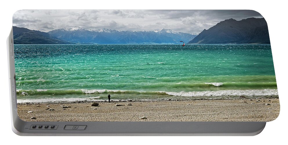 Lake Portable Battery Charger featuring the photograph Cool Blues by Catherine Reading