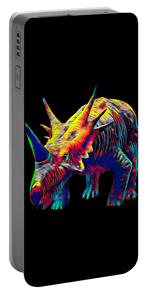 Dinosaur Portable Battery Charger featuring the digital art Cool Dinosaur Color Designed Creature by Super Katillz