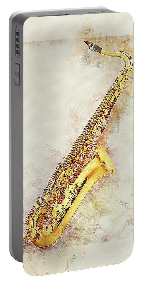 Saxophone Portable Battery Charger featuring the digital art Cool Saxophone by Anthony Murphy