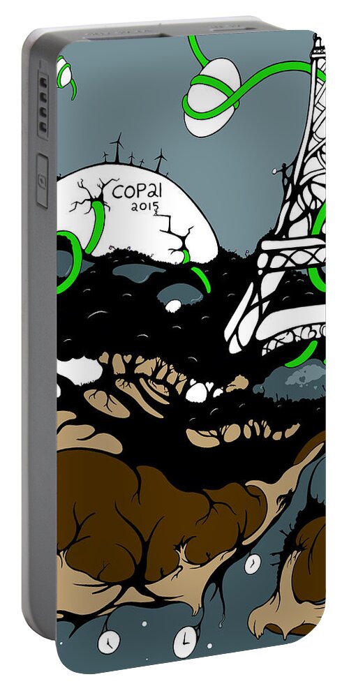 Paris Portable Battery Charger featuring the digital art Cop21 by Craig Tilley