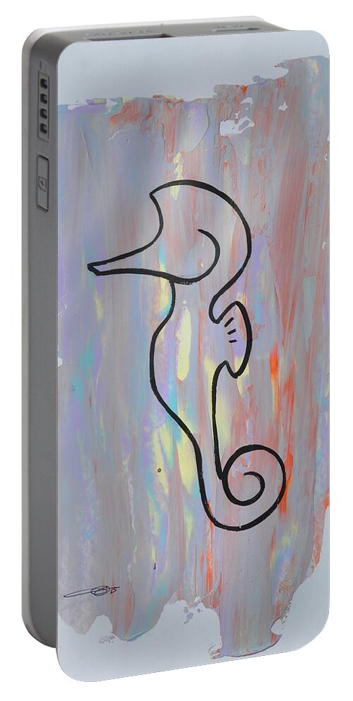 Seahorse Portable Battery Charger featuring the painting Copycat seahorse 02/30 by Eduard Meinema