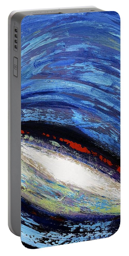 Abstract. Blues Portable Battery Charger featuring the painting Core by Dick Bourgault