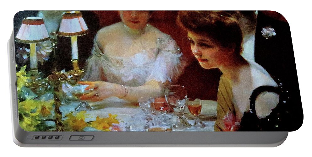 Paul Emile Chabas Portable Battery Charger featuring the photograph Corner of the Table or Chabas Table by Linda Stern
