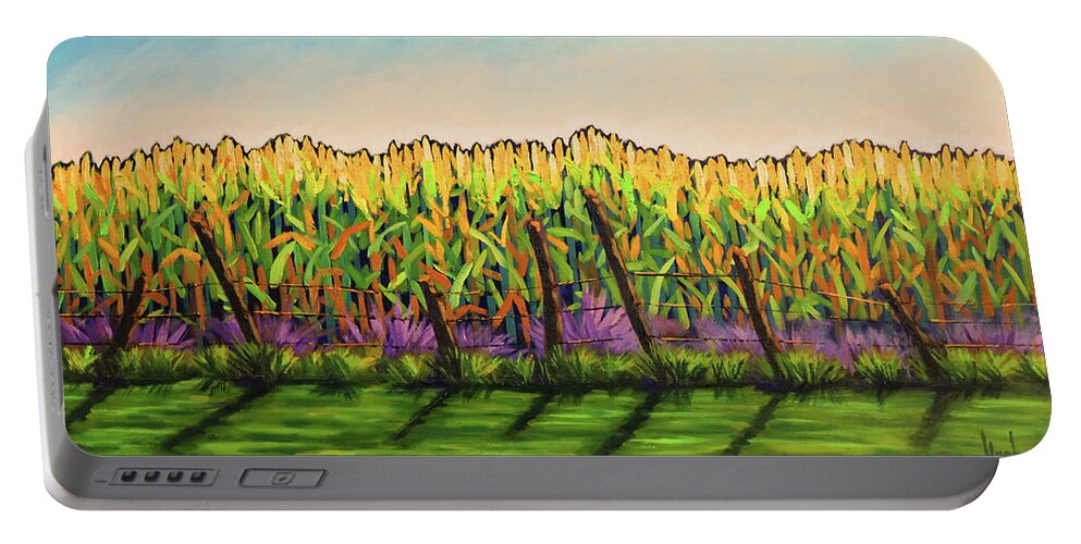 Cornfield Portable Battery Charger featuring the painting Cornfield Color by Kevin Hughes