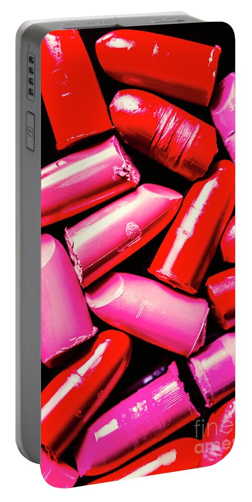 Red Portable Battery Charger featuring the photograph Cosmetic abstract art by Jorgo Photography
